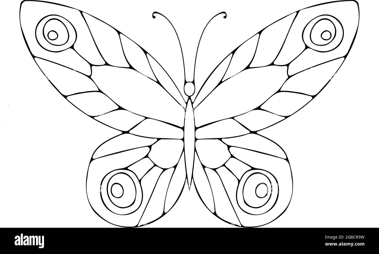 Disegno vettoriale del contorno della farfalla. Libro di colorazione farfalla di insetto. Modello EPS 10 Illustrazione Vettoriale