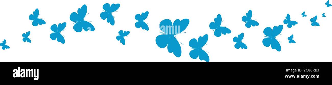 Un gregge di farfalle volanti. Decorazione per una cartolina, imballaggio, pagina web. Illustrazione vettoriale. Illustrazione Vettoriale