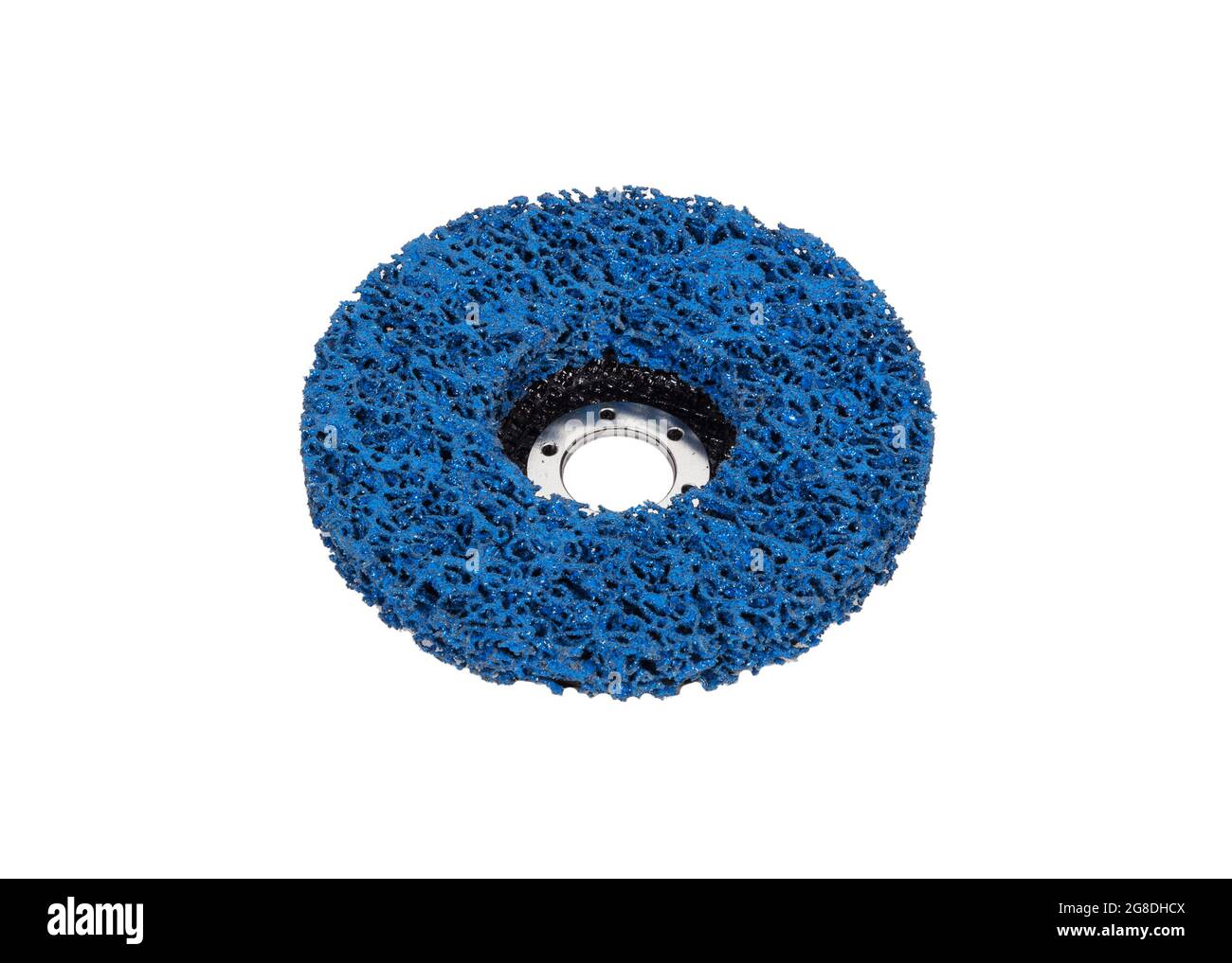Disco abrasivo di colore blu per smerigliatrice angolare. Disco corallo per  rimuovere ruggine e vernice Foto stock - Alamy