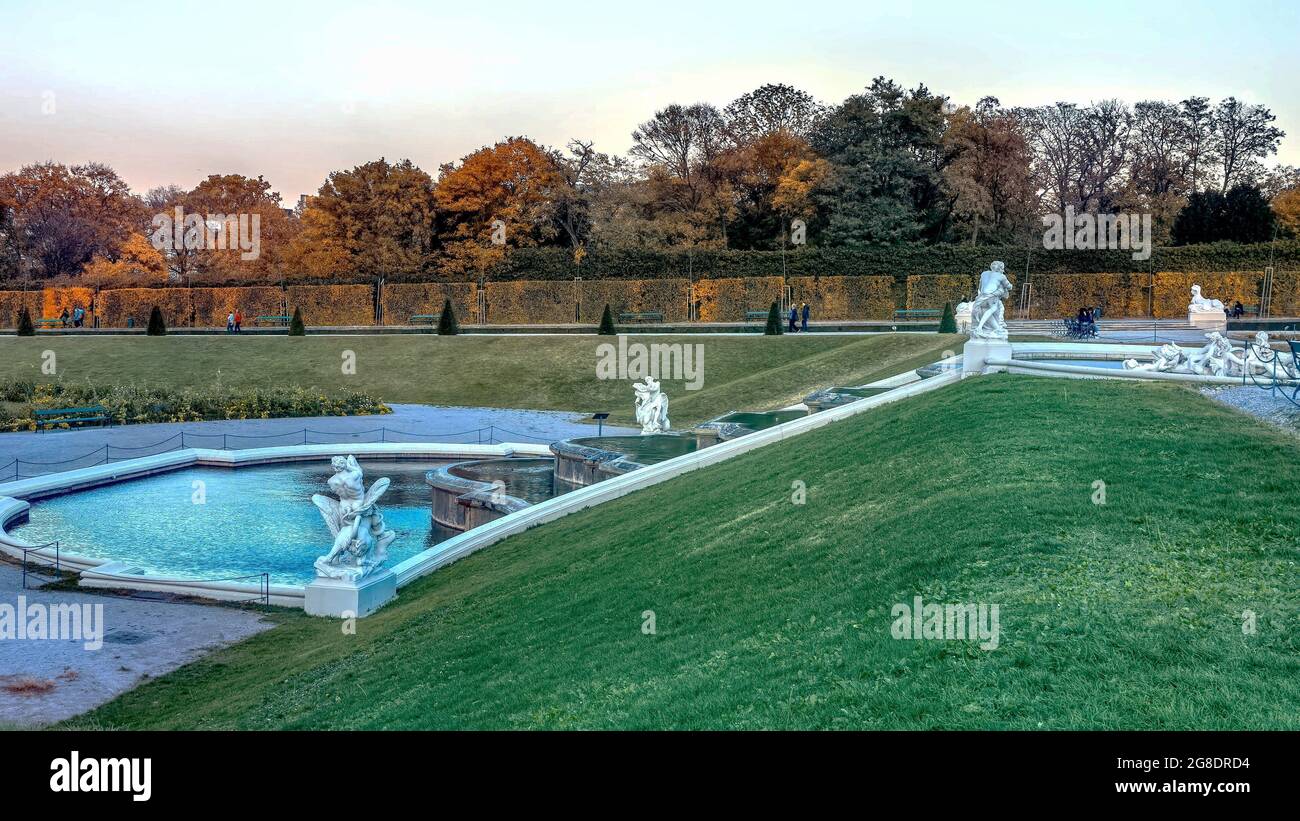 Il Belvedere, giardino a Vienna, Austria. Foto Stock