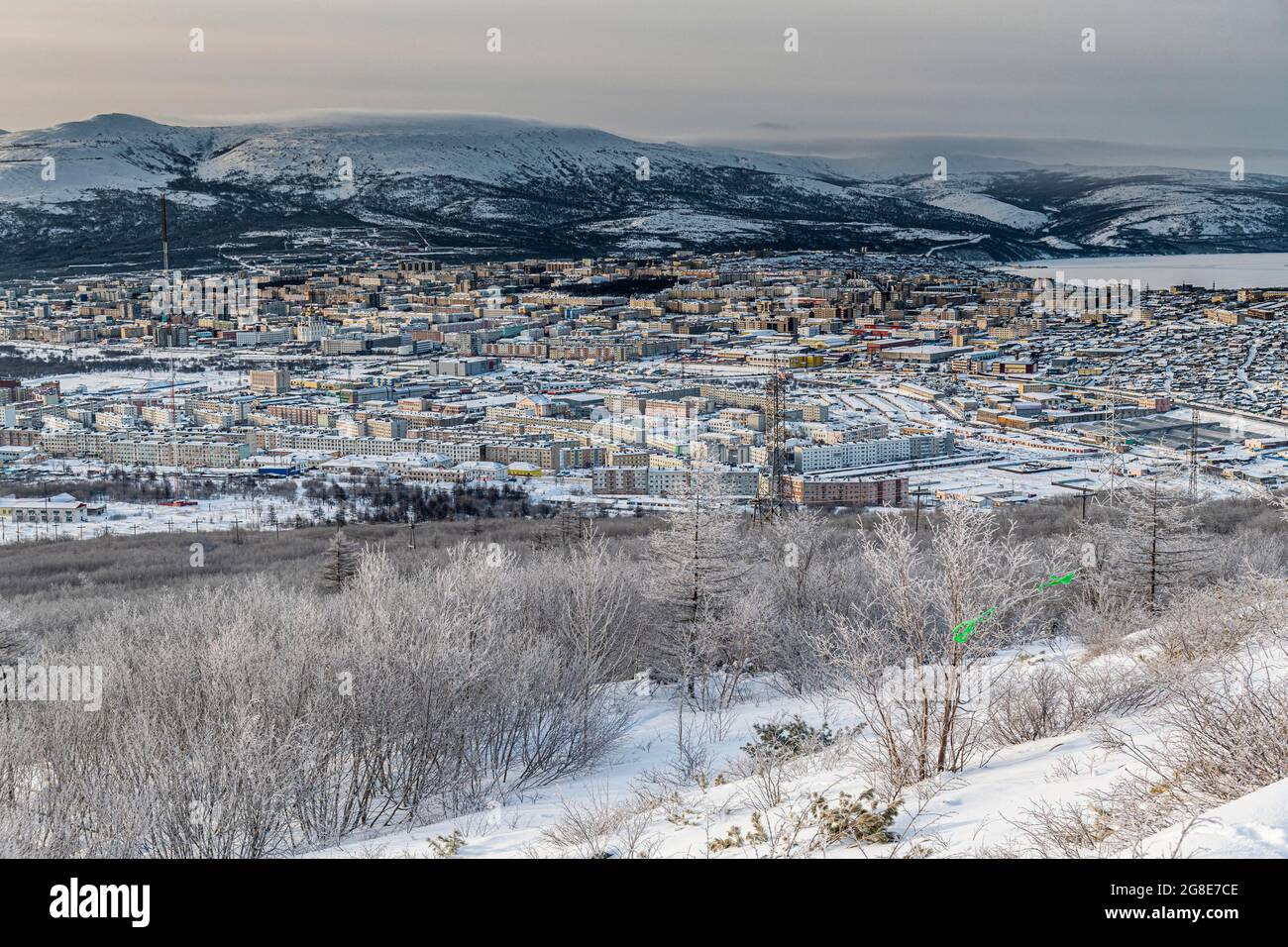 Vista su Magadan, Magadan Oblast, Russia Foto Stock