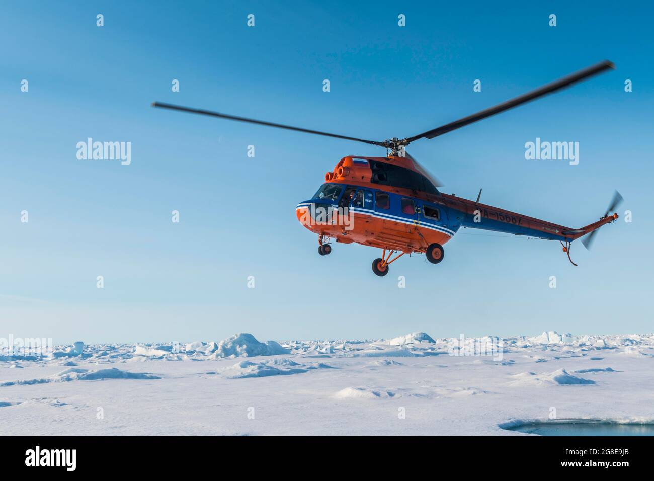 Elicottero sul Polo Nord, Artico Foto Stock