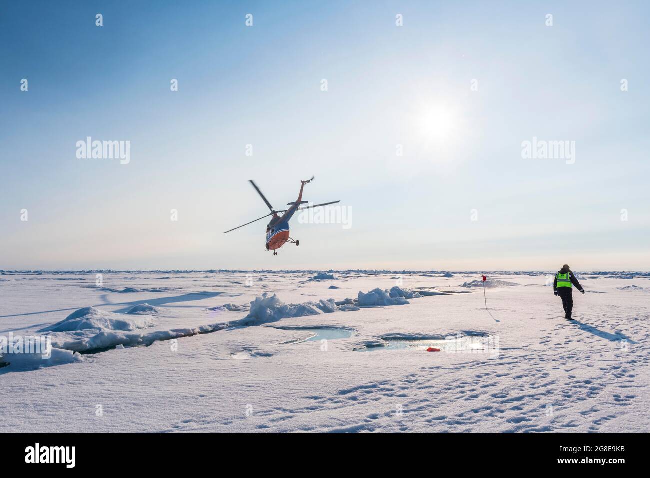 Elicottero sul Polo Nord, Artico Foto Stock