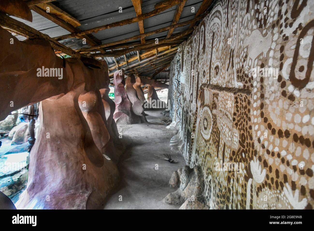 Casa sacra nel sito UNESCO Osun-Osogbo Sacred Grove, Osun Stato, Nigeria Foto Stock