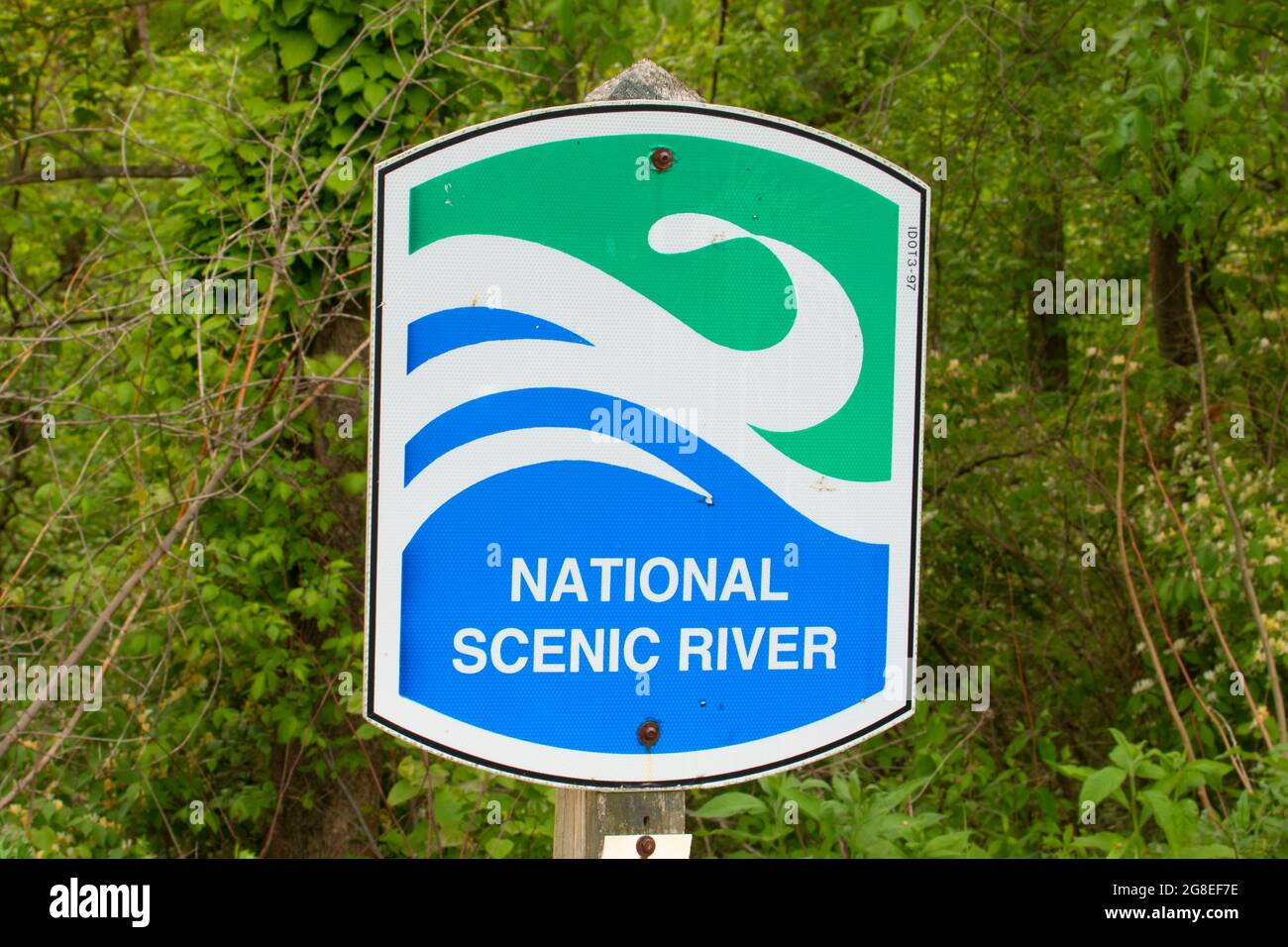 Segnale National Scenic River, Middle Fork Vermilion Wild e Scenic River, Kickapoo state Park, Illinois Foto Stock