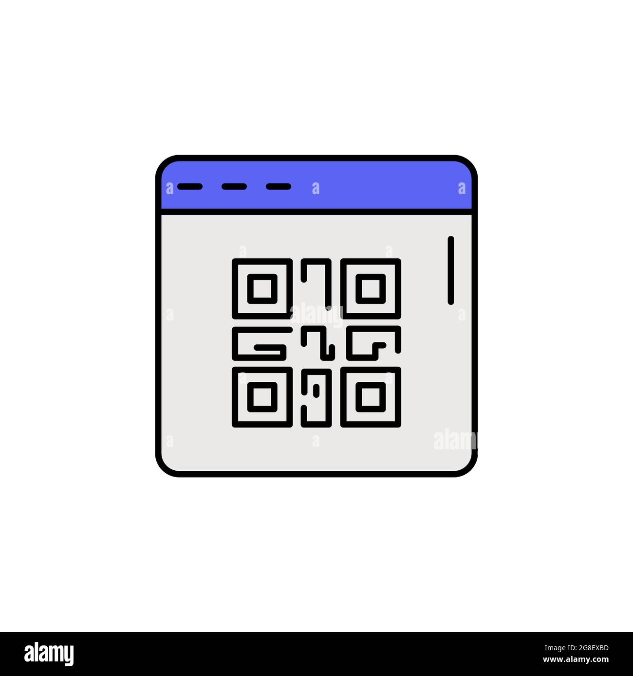 Codice QR e-commerce, sito Web, icona vettore colore pagina. Illustrazione Vettoriale