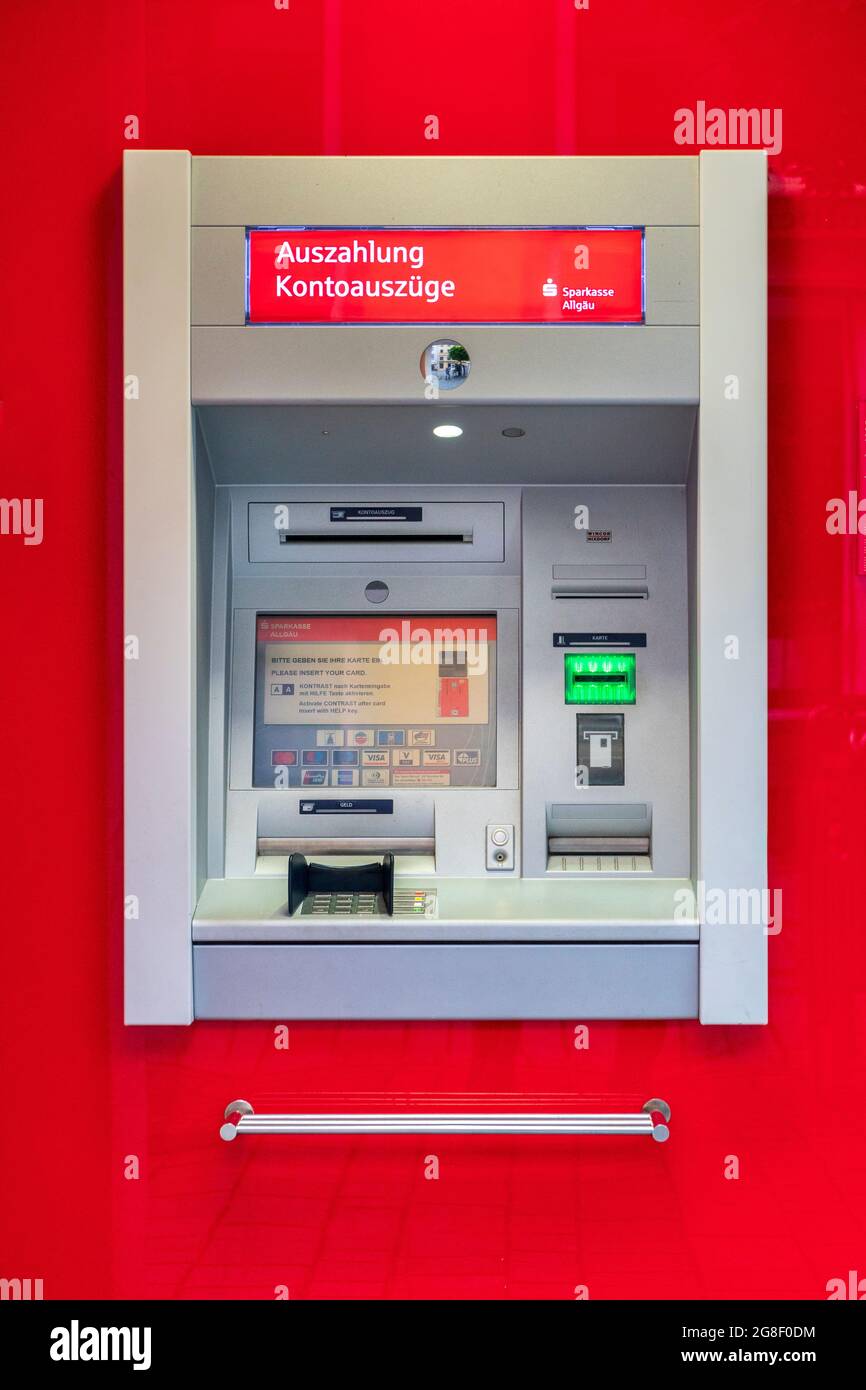 Allgäu und Geldautomaten im Kempten und Geldautomatat Foto Stock