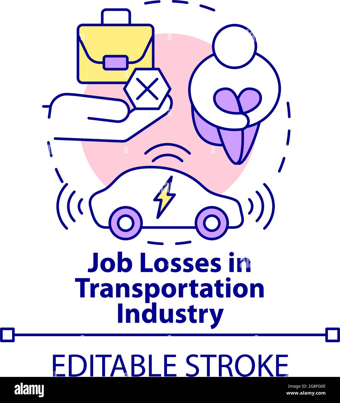 Icona del concetto di perdite di lavoro nel settore dei trasporti. Illustrazione Vettoriale