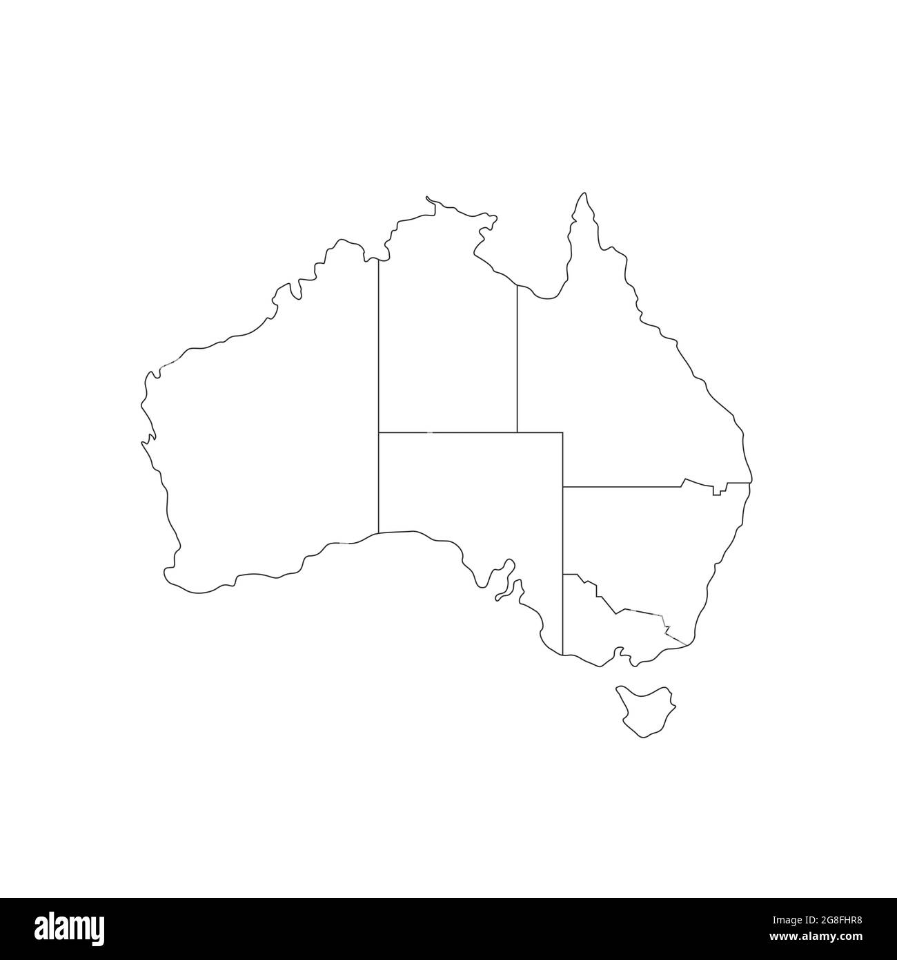 Mappa australiana su sfondo bianco. Vettore stock Illustrazione Vettoriale