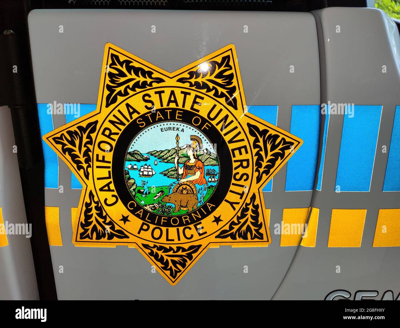 San Jose state University Spartan Safety veicolo elettrico parcheggiato nel campus il 18 luglio 2021, presso la San Jose state University. (Jevone Moore/immagine di colore Foto Stock