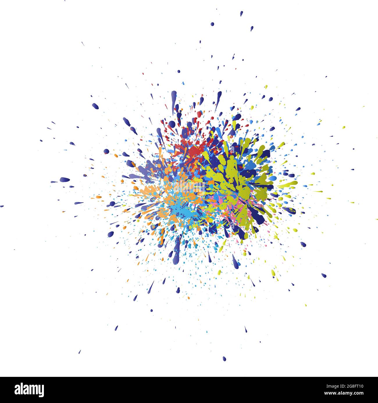 vernice multicolore o spruzzi d'inchiostro isolati su sfondo bianco, illustrazione vettoriale Illustrazione Vettoriale