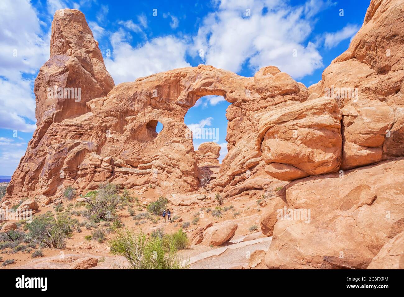 Turret Arch, Arches National Park, Moab, Utah, Stati Uniti, Nord America Foto Stock
