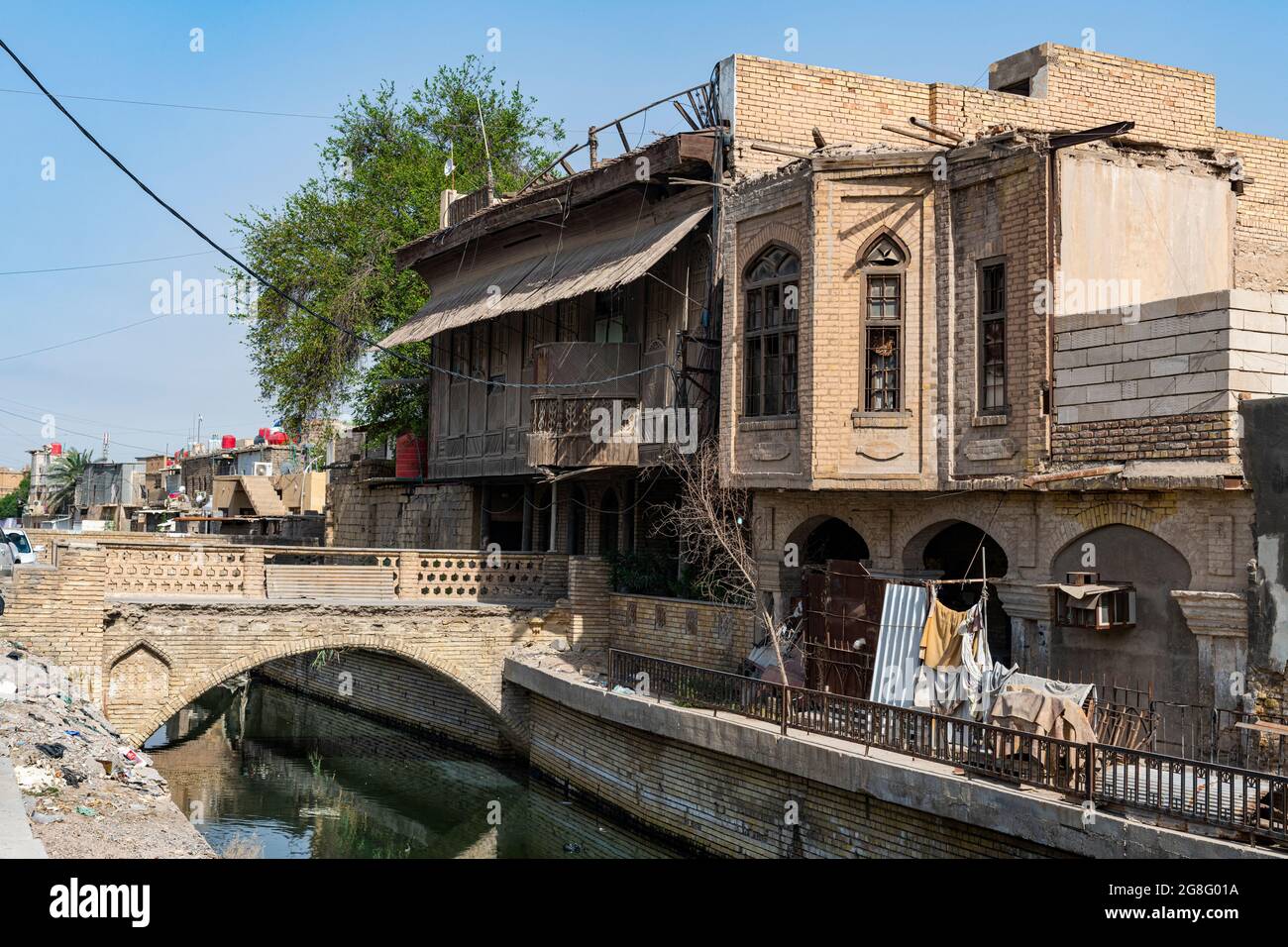 Vecchie case mercantili, Basra, Iraq, Medio Oriente Foto Stock