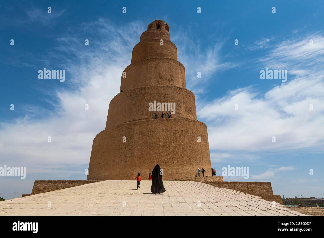 Minareto a spirale della Grande Moschea di Samarra, Patrimonio dell'Umanità dell'UNESCO, Samarra, Iraq, Medio Oriente Foto Stock