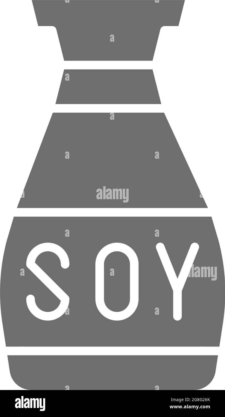 Salsa di soia vettoriale, icona grigia di stagionatura asiatica. Illustrazione Vettoriale