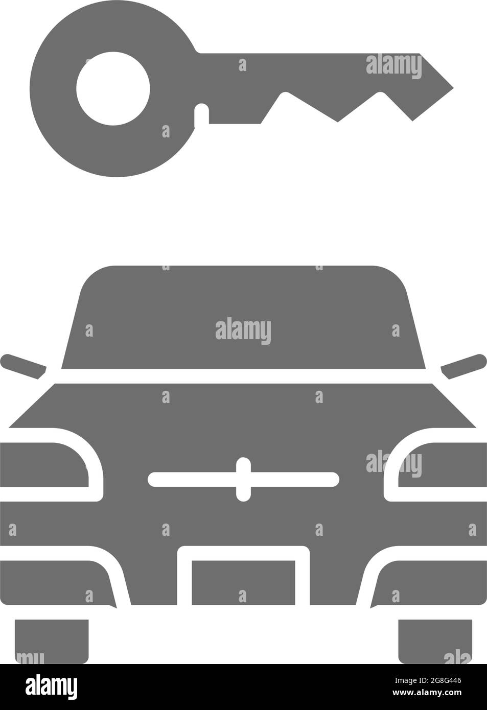Tasto Vector car, icona grigia di blocco dell'automobile. Illustrazione Vettoriale