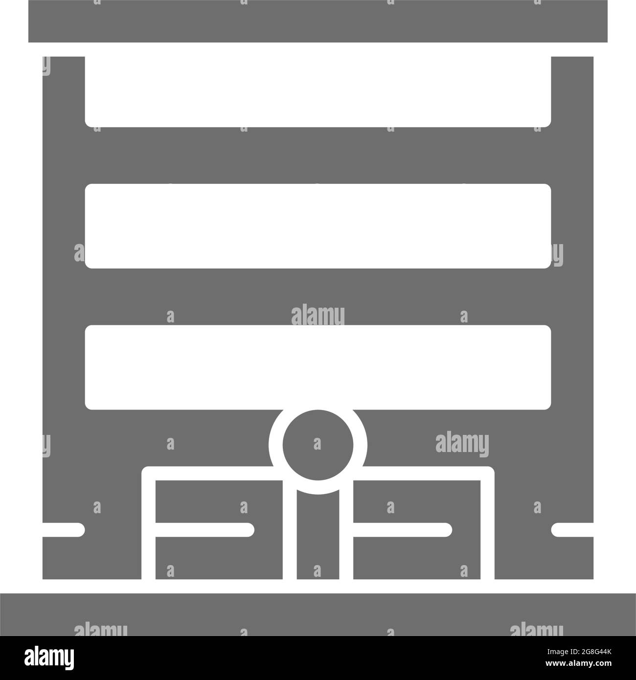 Garage con cancello auto automatico icona grigia. Illustrazione Vettoriale