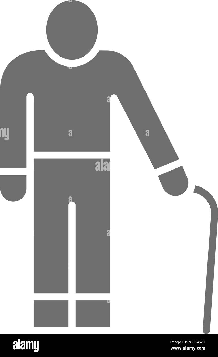 Vecchio con un'icona di canna, nonno, grigio pensionato. Illustrazione Vettoriale