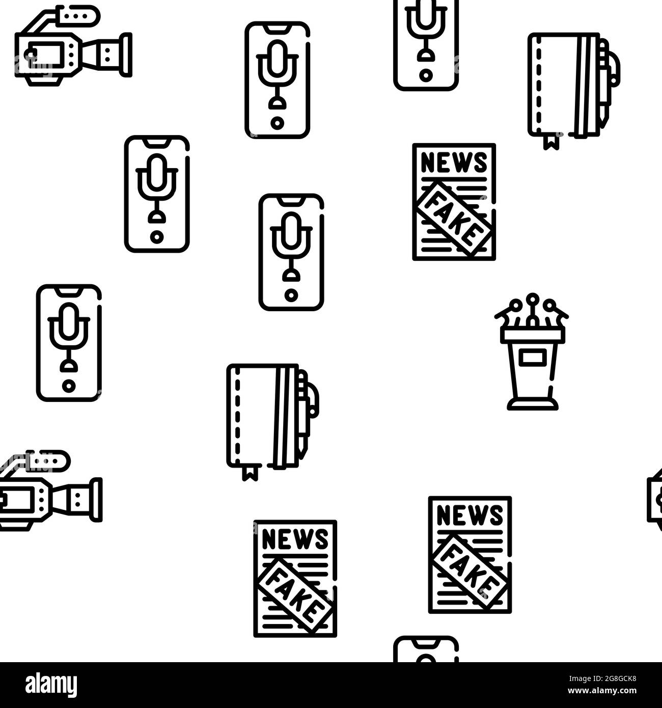 Accessori per giornalisti modello senza giunture vettoriale Illustrazione Vettoriale