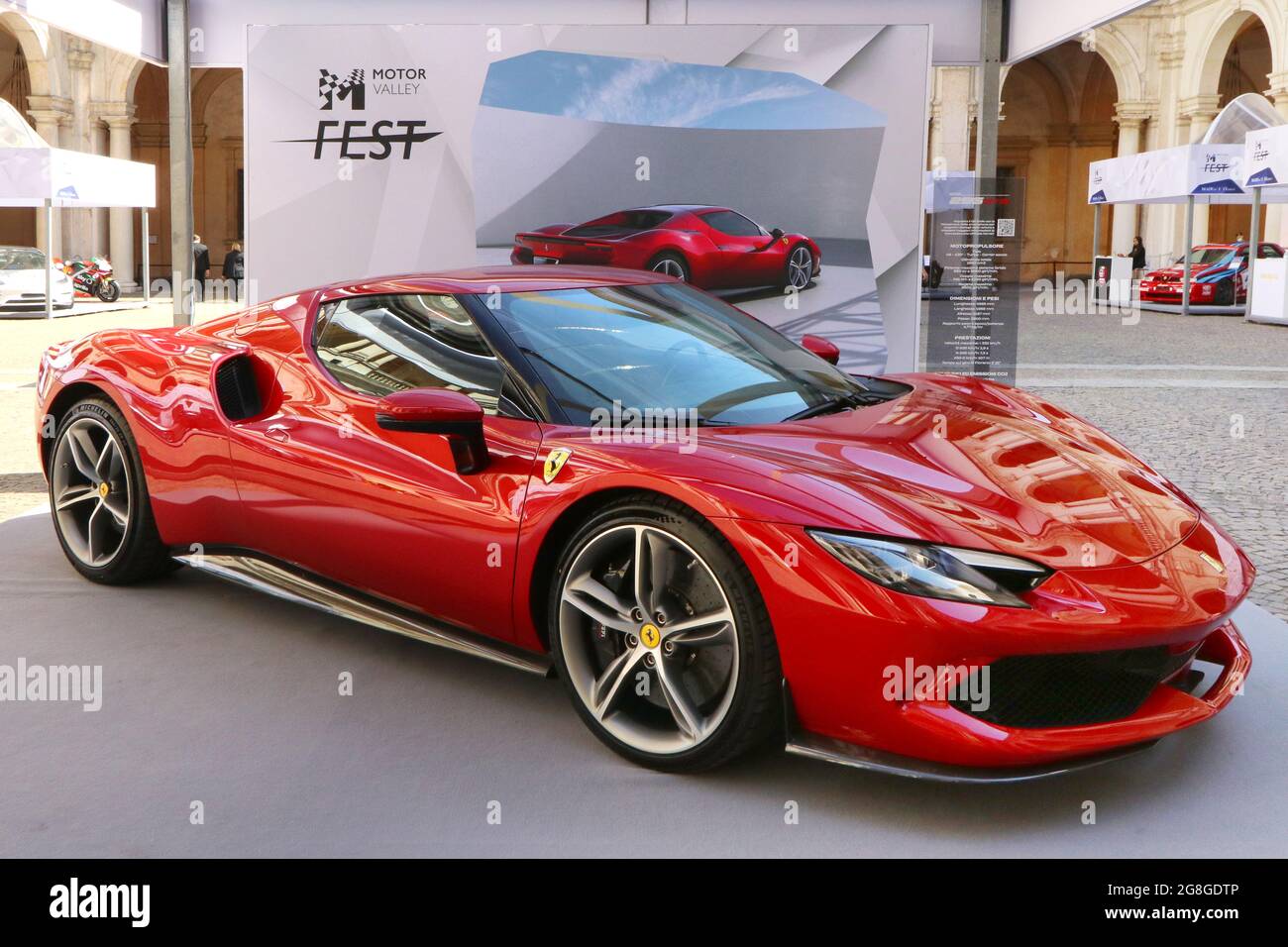 Modena, Italia, 1 luglio 2021 - Ferrari 296 GBT sport car, Motor Valley Exhibition Foto Stock