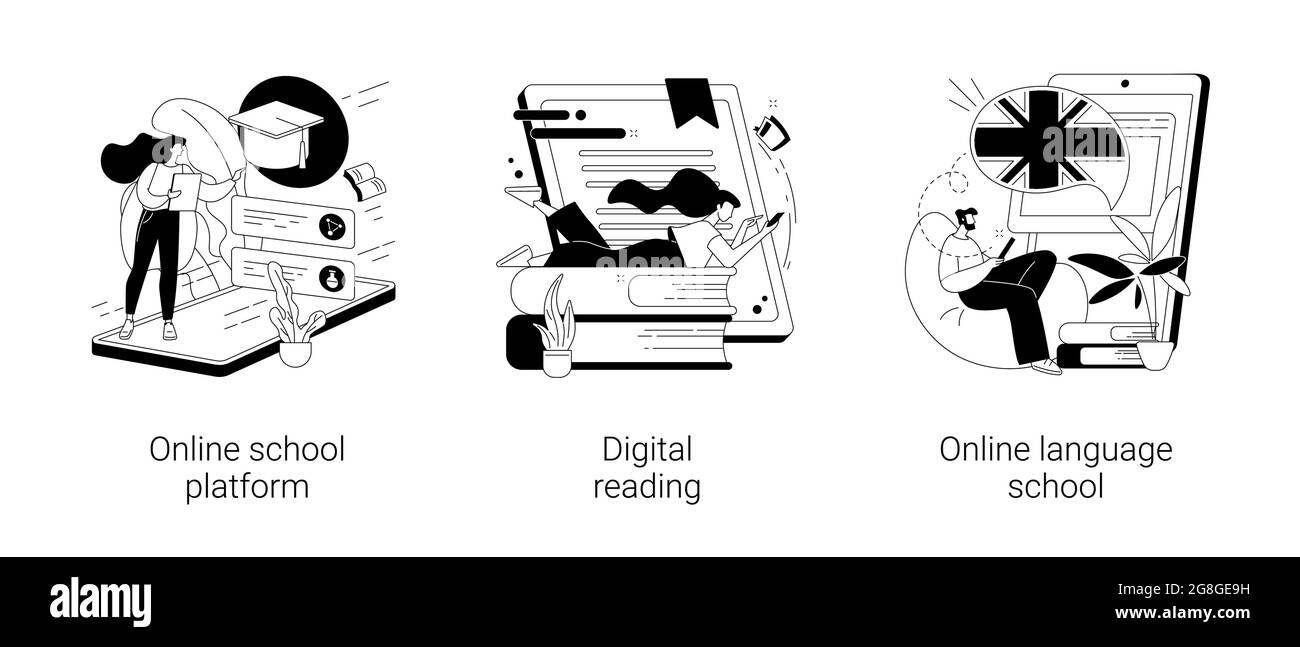 Illustrazioni vettoriali astratte di concetto di formazione online. Illustrazione Vettoriale