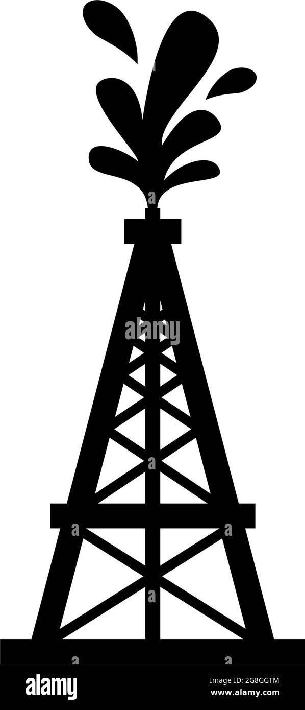 Silhouette icona piattaforma gas vettoriale per piattaforme petrolifere Illustrazione Vettoriale