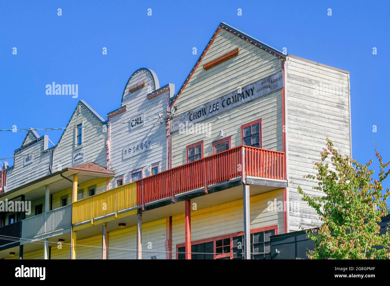 Heritage Buildings Facade, Cumberland Cultural Center, Cumberland, Vancouver Island, British Columbia, Canada Foto Stock