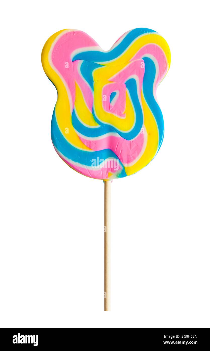 Candy Bunny Lollipop Cut out su Bianco. Foto Stock