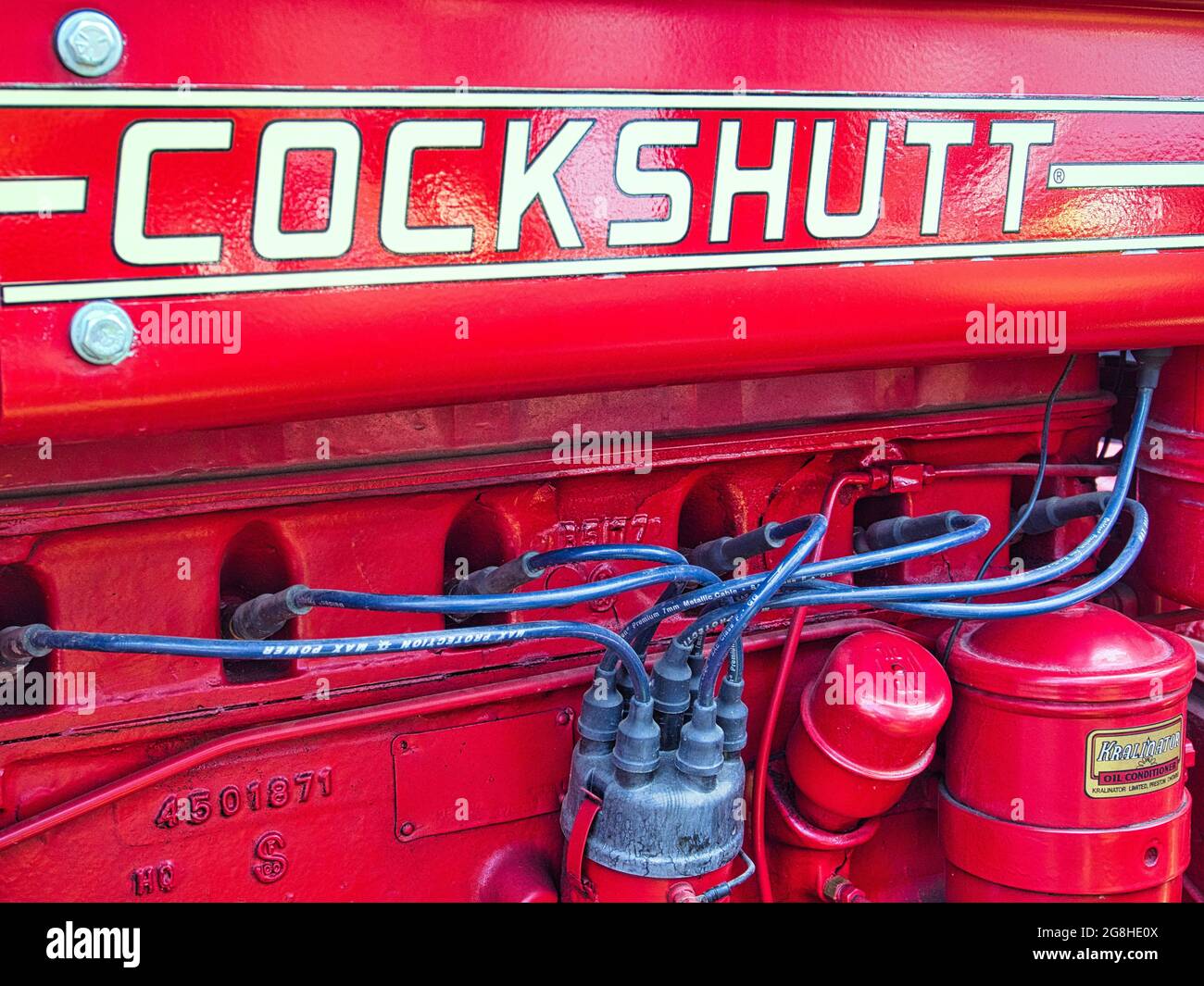 Dettaglio del motore di un trattore Cockshutt Foto Stock