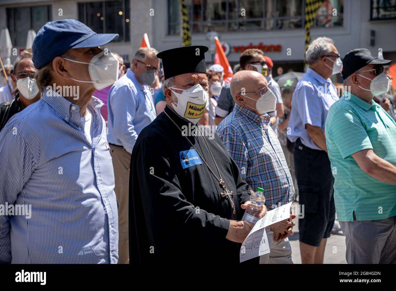 Apostolos Malamoussis. Unter dem motto 'Gegen jeden Judenhass. Gemeinsam für Jüdisches Leben in München' fand am 18.06.2021 eine vom Verein 'ünchen ist bunt' organisierte Kundgebung in München statt. Unterstützt wurde das ganze von vielen Prominenten Münchens Oberbürgermeister Dieter Reiter, Kabarettist Christian Springer und Charlotte Knobloch, der Präsidentin der Israelischen Kultusgemeinde Münchens. (Foto di Alexander Pohl/Sipa USA) Credit: Sipa USA/Alamy Live News Foto Stock