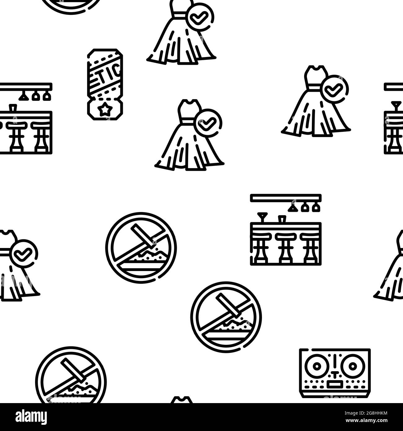 Night Club Dance Party Vector modello senza giunture Illustrazione Vettoriale