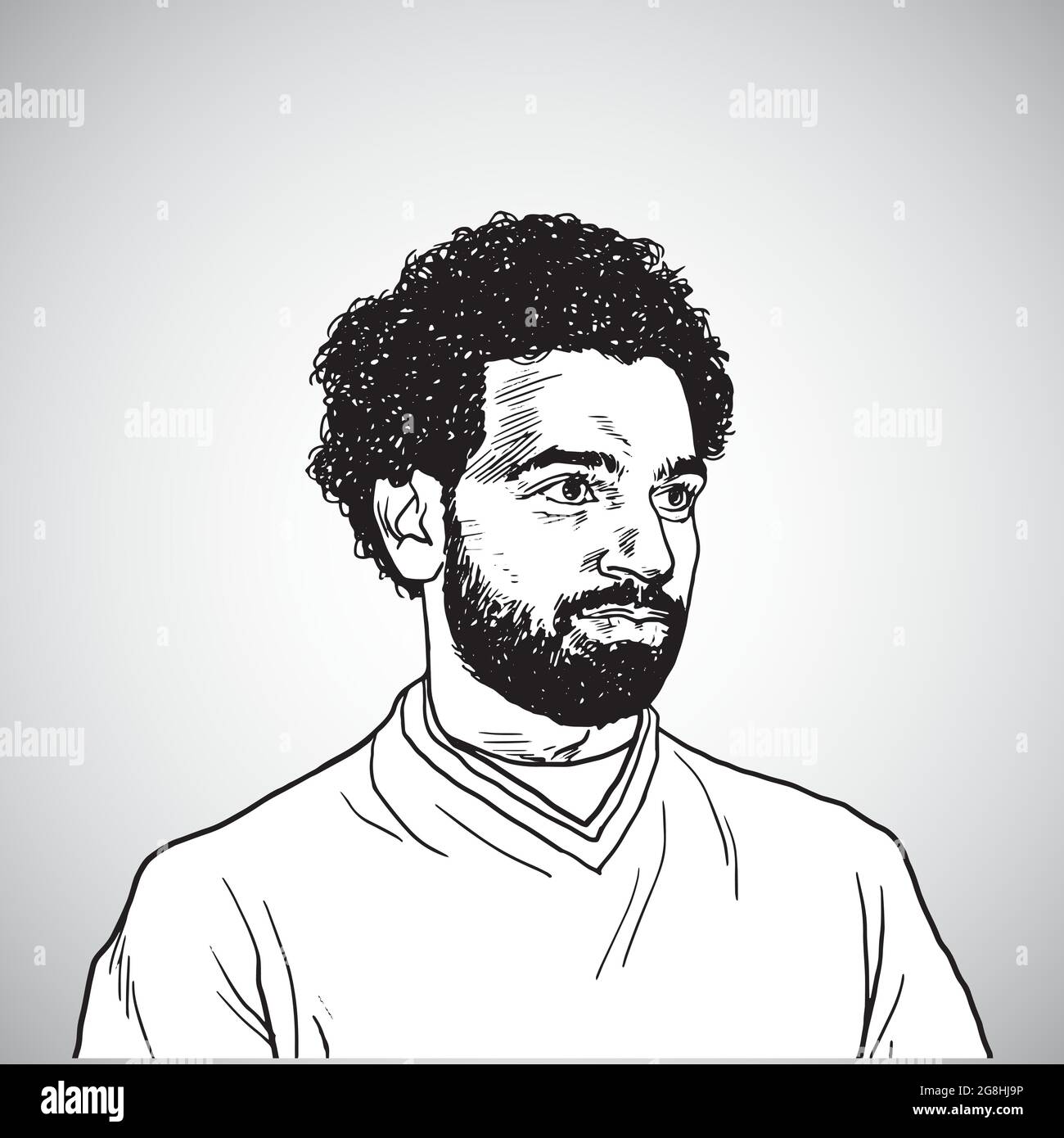 MO Salah Vector Ritratto Cartoon Caricature disegno Illustrazione Illustrazione Vettoriale