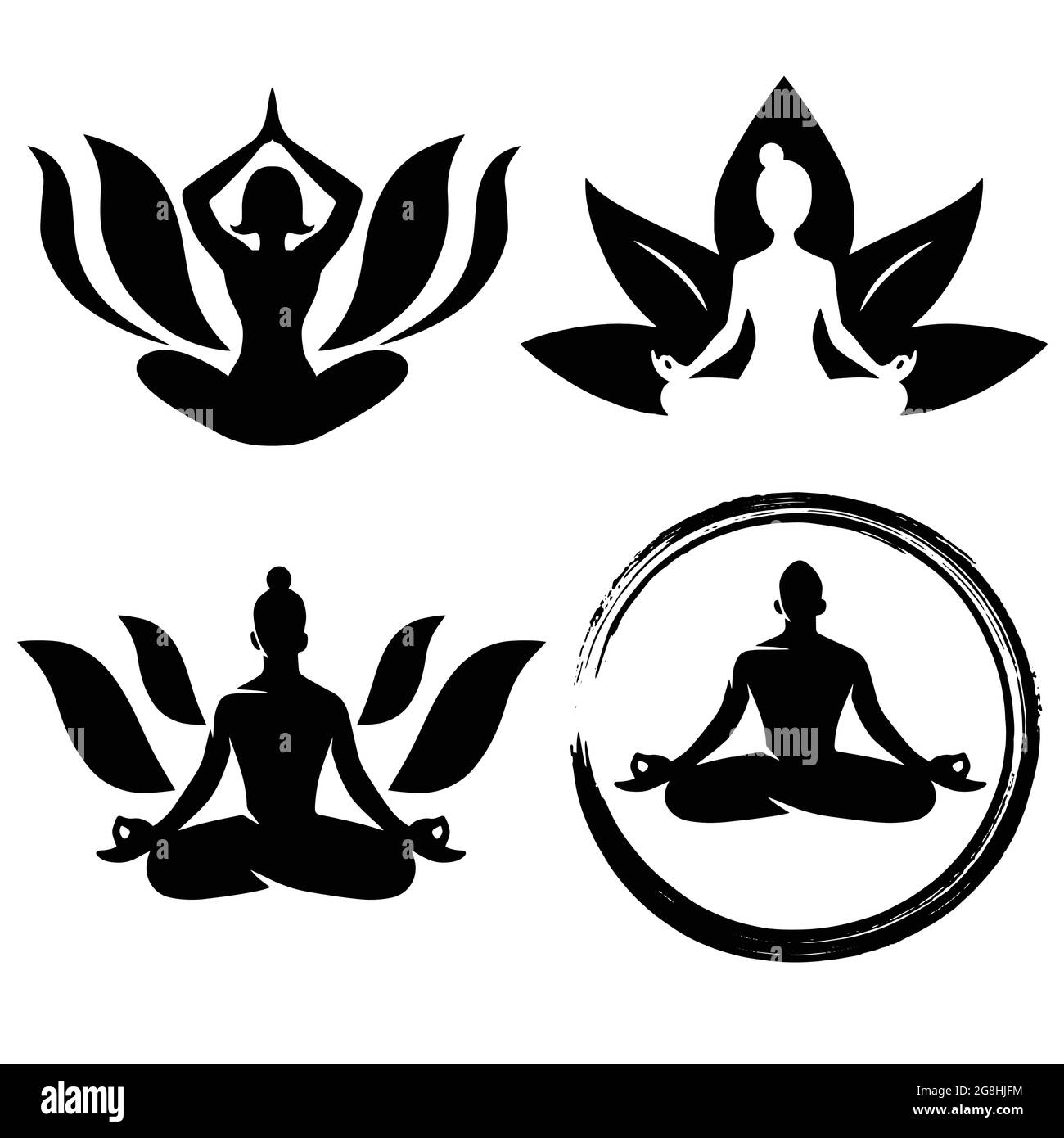 Set di Vector per il logo di Meditation Yoga Illustrazione Vettoriale
