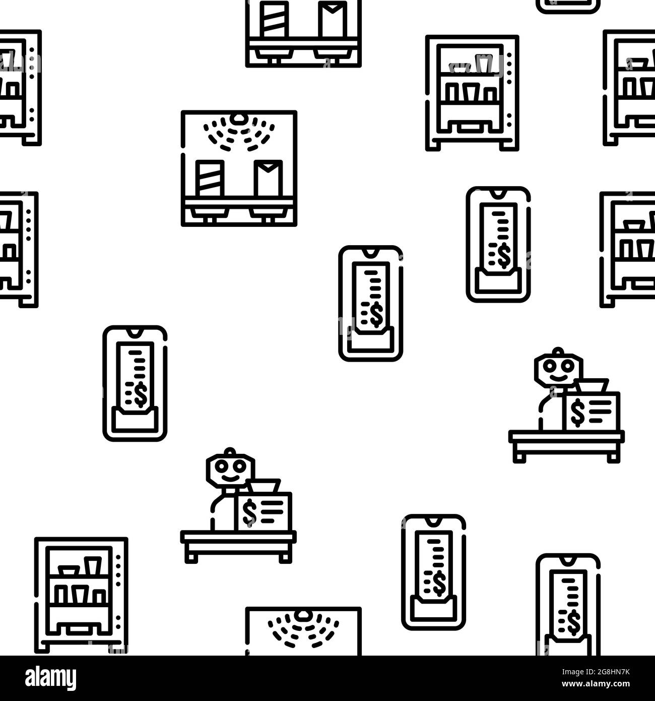 Modello senza soluzione di continuità del vettore di acquisto self-service Illustrazione Vettoriale