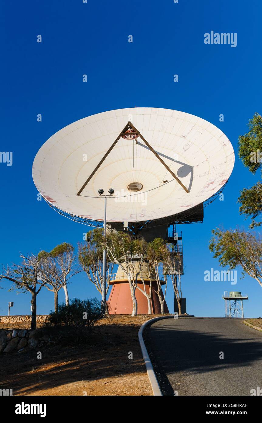 Il piatto OTC a Carnarvon, Australia occidentale, è stato istituito dalla NASA nel 1966 come stazione di comunicazione satellitare e di tracciamento Foto Stock