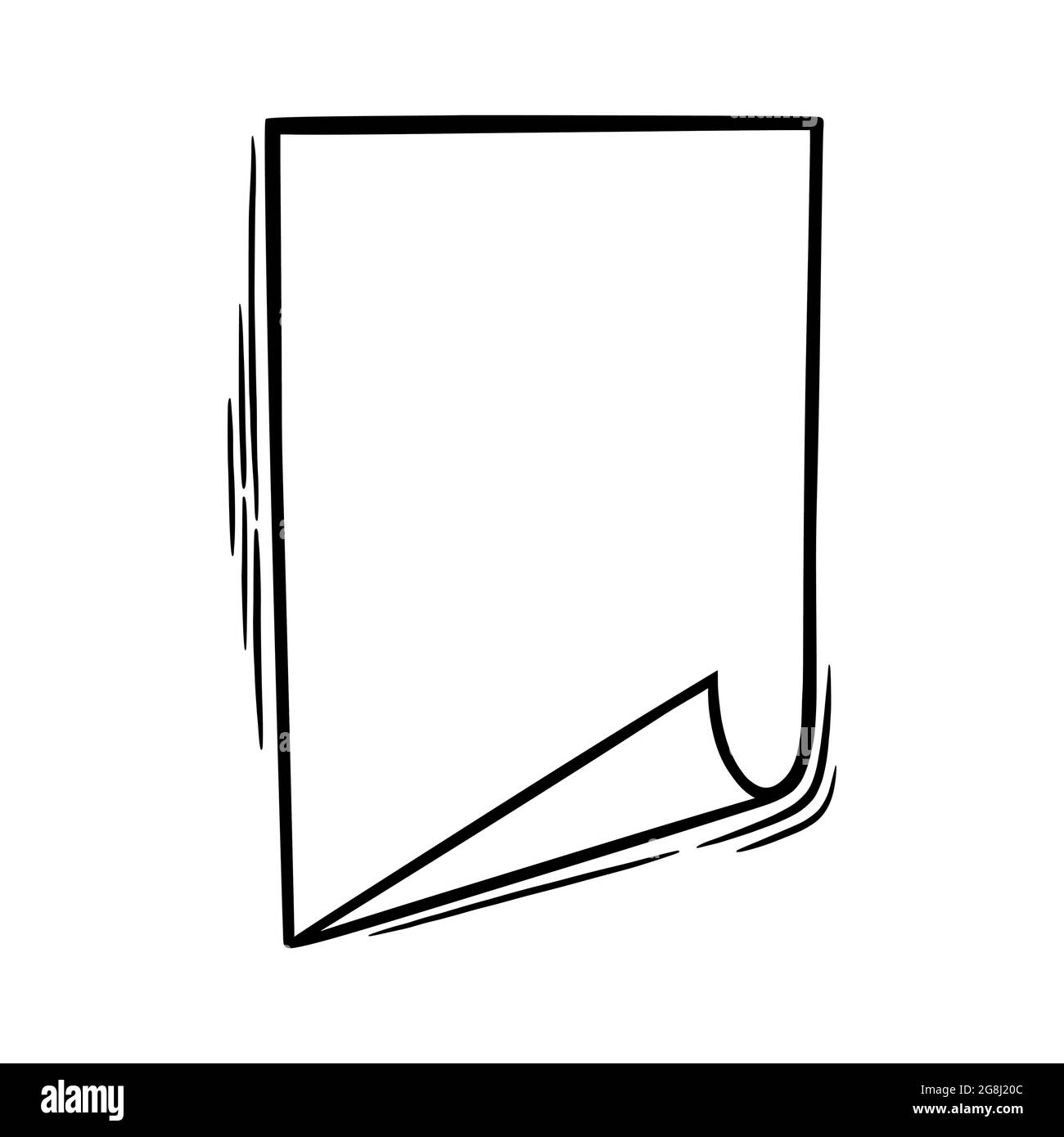 Carta da doodle con angolo arrotolato. Foglio di carta vuoto in stile  disegnato a mano. Illustrazione vettoriale di Doodle isolata su sfondo  bianco Immagine e Vettoriale - Alamy