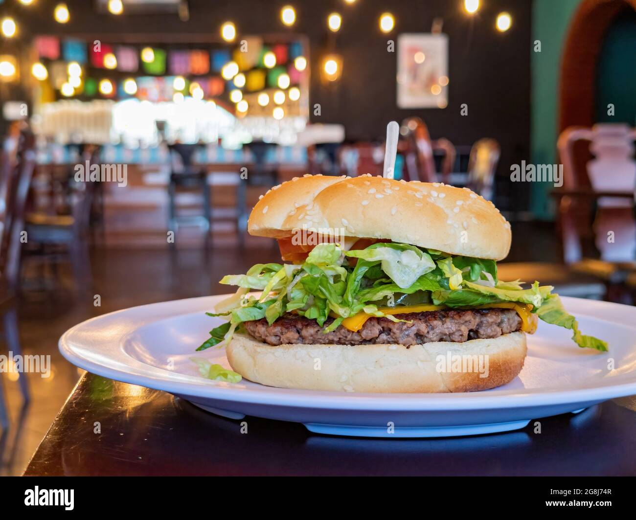 Primo piano di hamburger di manzo a Las Vegas, Nevada Foto Stock