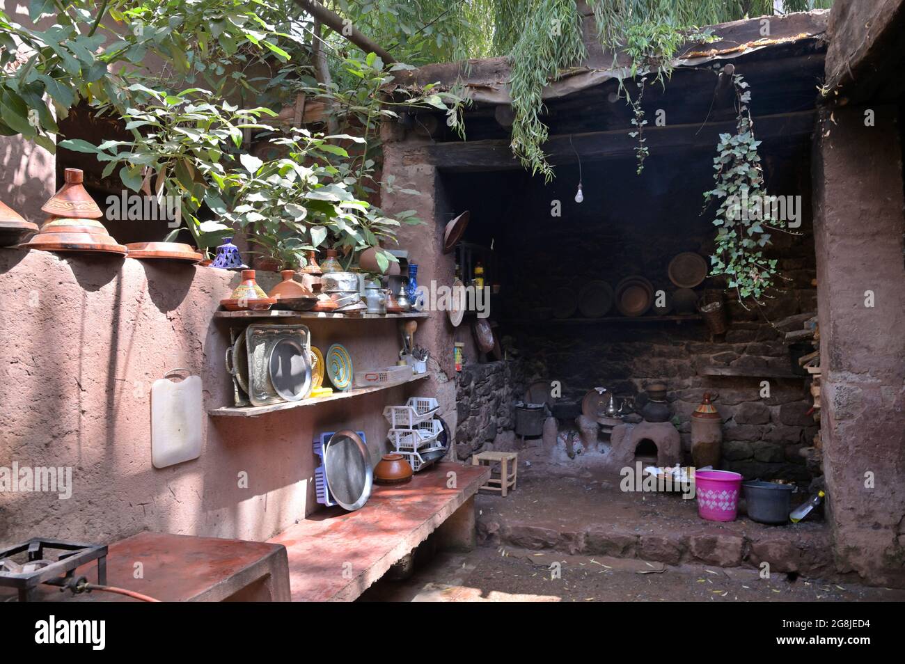 Berber villaggi nella bella valle di Ourika, Alto Atlante ma Foto Stock