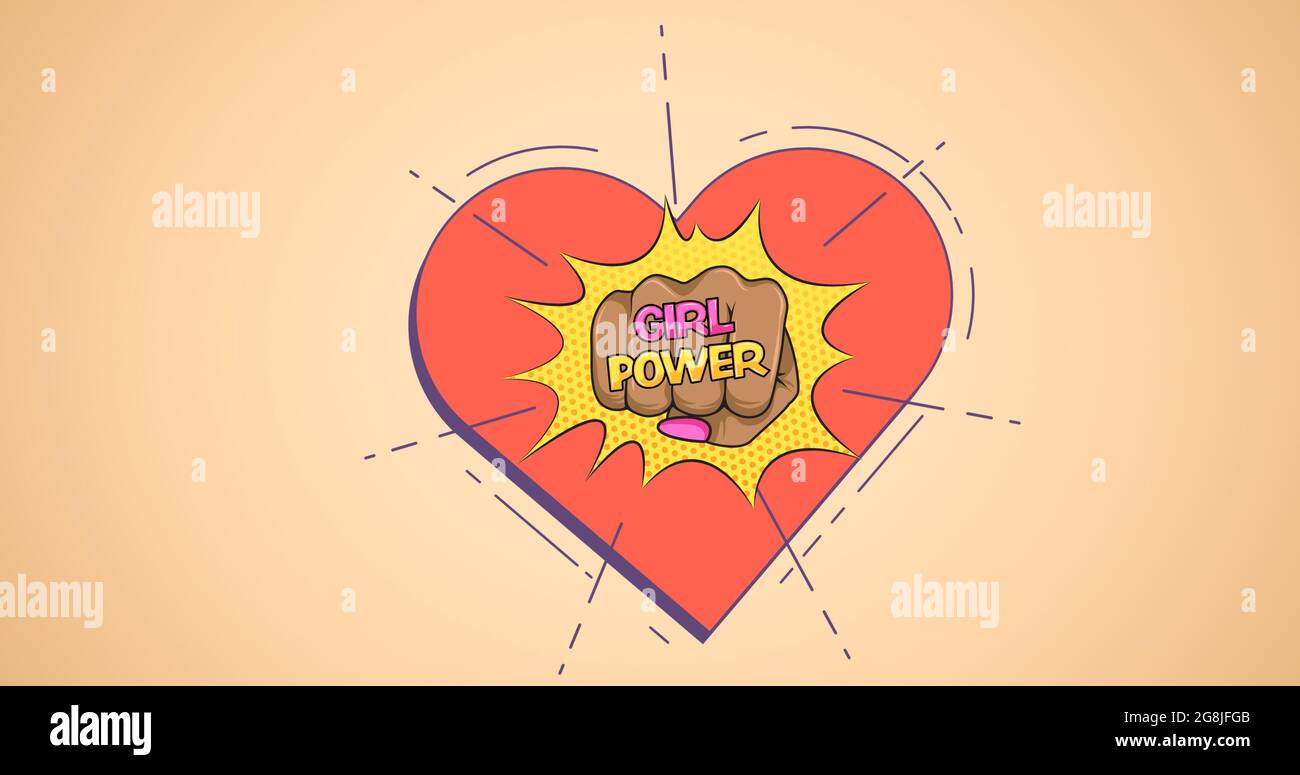 Composizione di testo ragazza potere su cuore Foto Stock