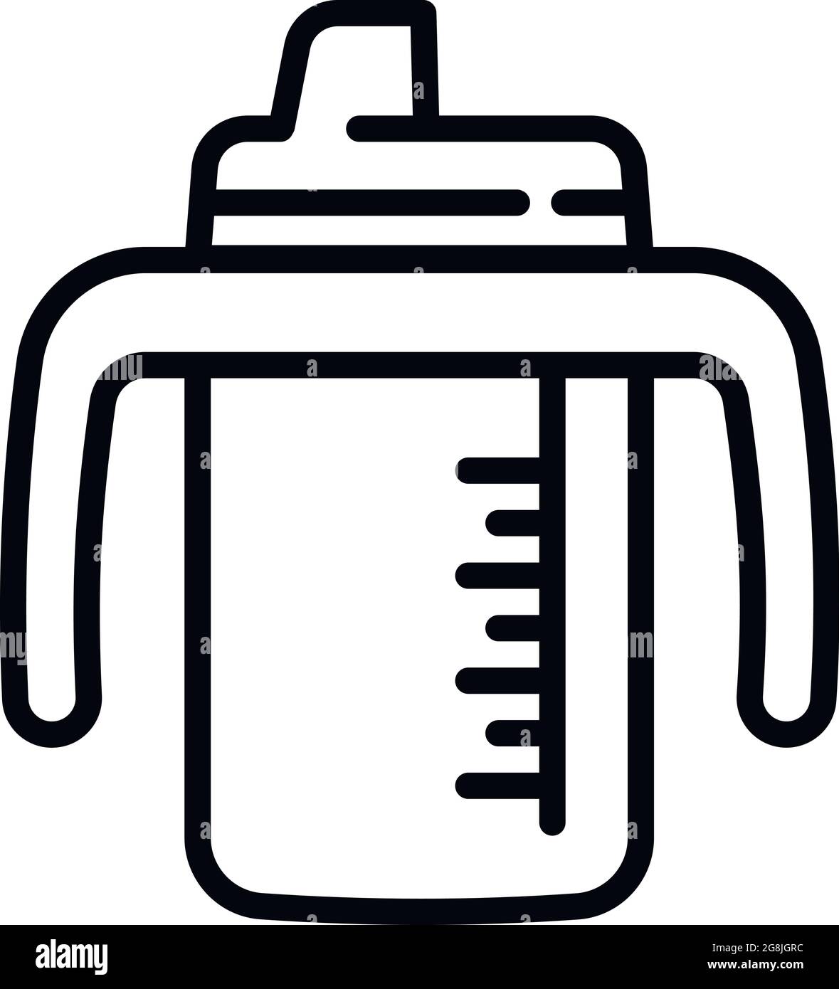 Icona della tazza per bambini. Contorno icona vettore coppa vetice infantile per web design isolato su sfondo bianco Illustrazione Vettoriale
