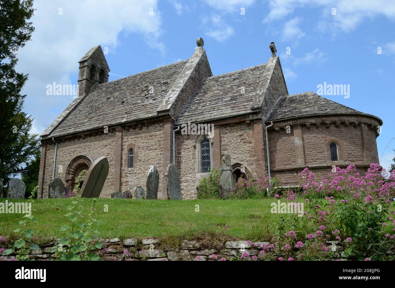 La storica chiesa normanna di St M Englandary e St David Kilpeck Herefordshire Foto Stock