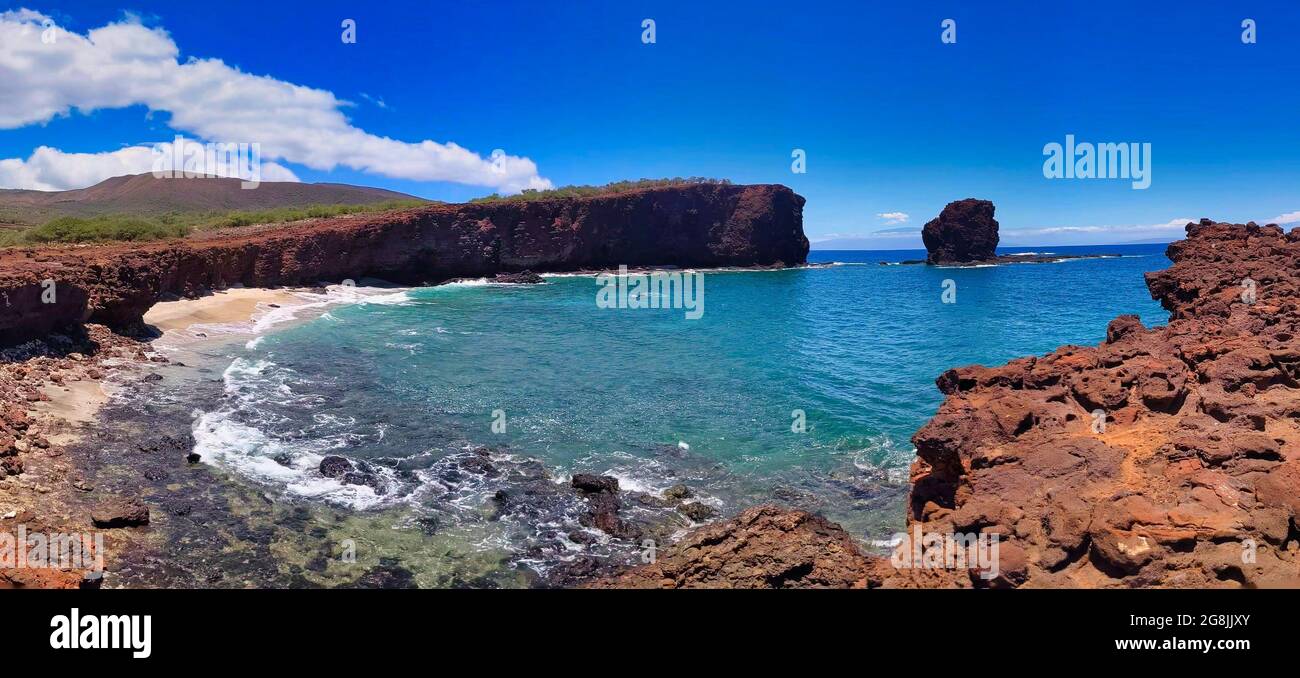 Vista panoramica della Shark's Bay con una roccia di Sweetheart sullo sfondo Foto Stock