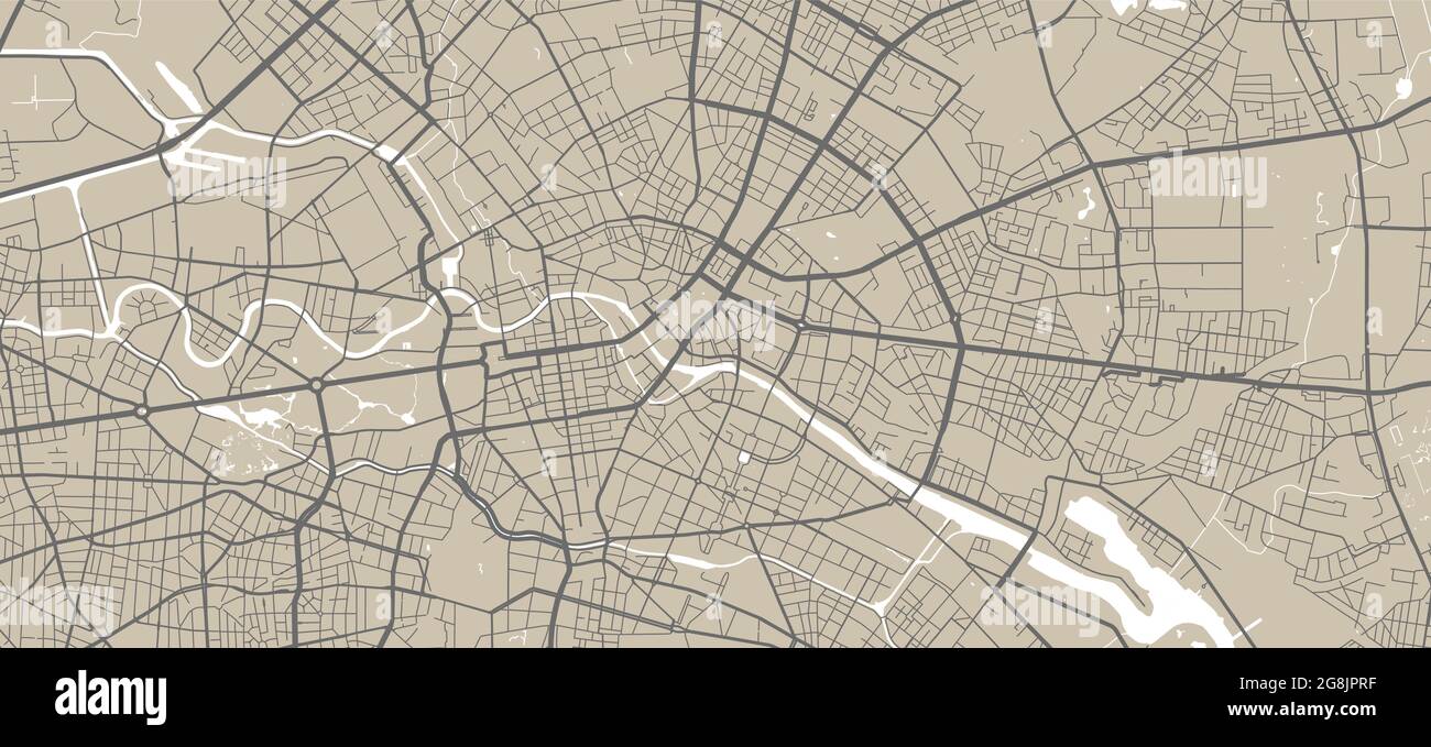 Mappa vettoriale di Berlino, Germania, Stato della Germania. Illustrazione del poster della mappa stradale. Berlino mappa art. Illustrazione Vettoriale