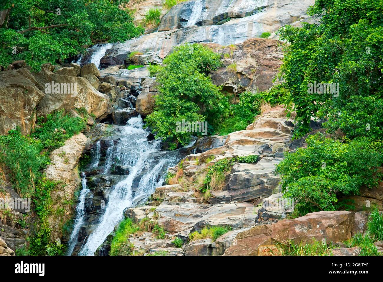Ravana Falls, Rawana Falls, Rawana Ella, Ravana Ella Wildlife Sanctuary, Badulla, Bandarawela, Sri Lanka, Asia Foto Stock