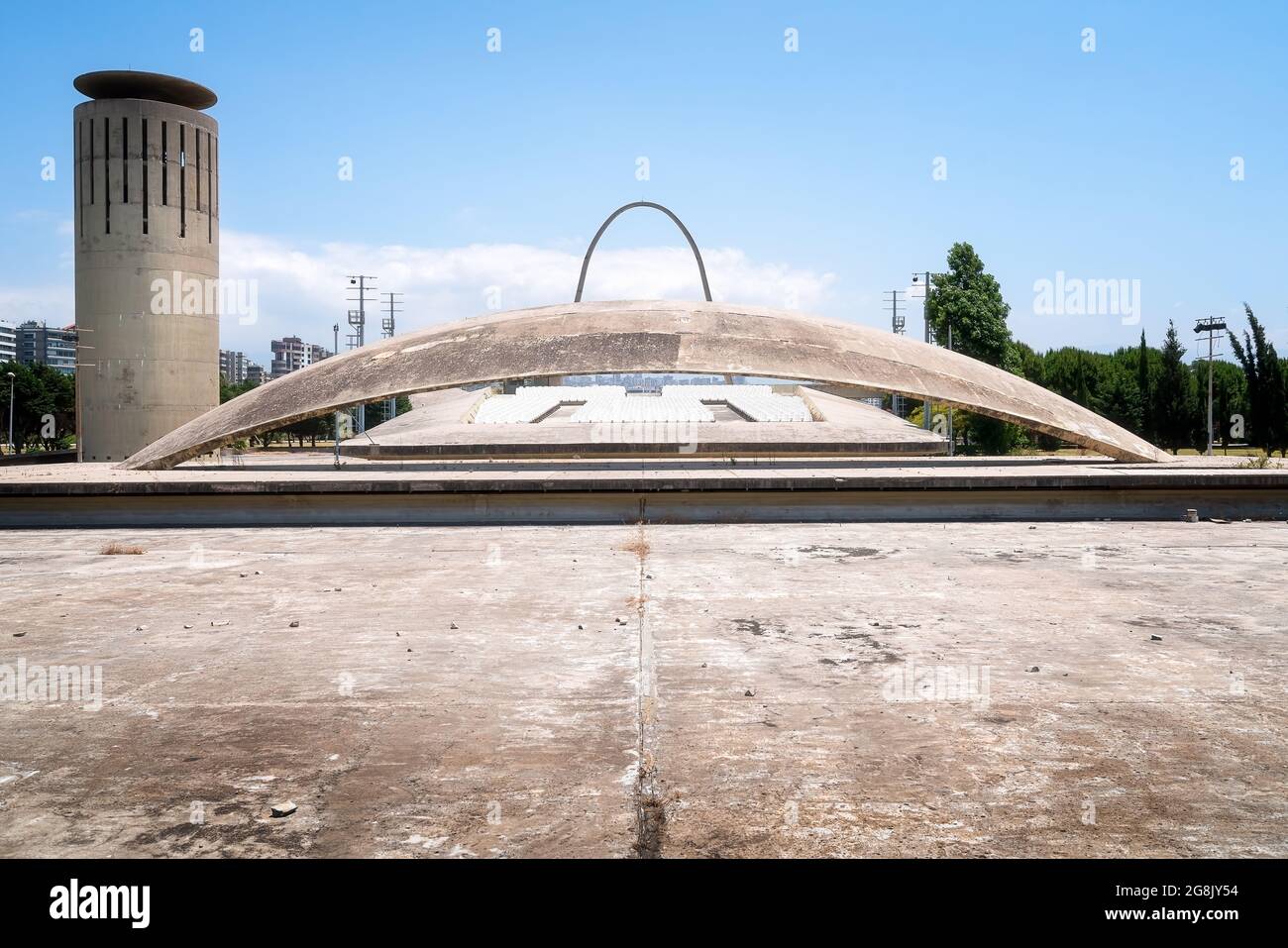 Abbandonato Rashid Karameh Fiera a Tripoli Libano progettato da Oscar Niemeyer Foto Stock