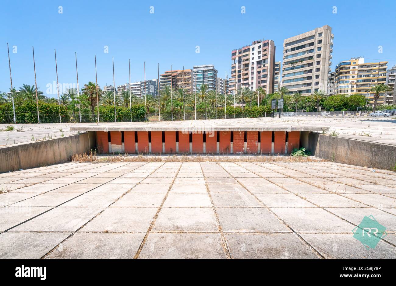 Abbandonato Rashid Karameh Fiera a Tripoli Libano progettato da Oscar Niemeyer Foto Stock