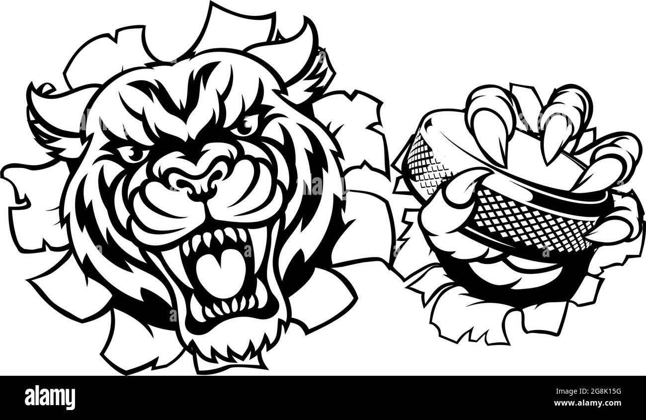 Tiger Ice Hockey Player animale mascotte sportive Illustrazione Vettoriale Tiger Ice Hockey Player animale mascotte sportive Illustrazione Vettoriale