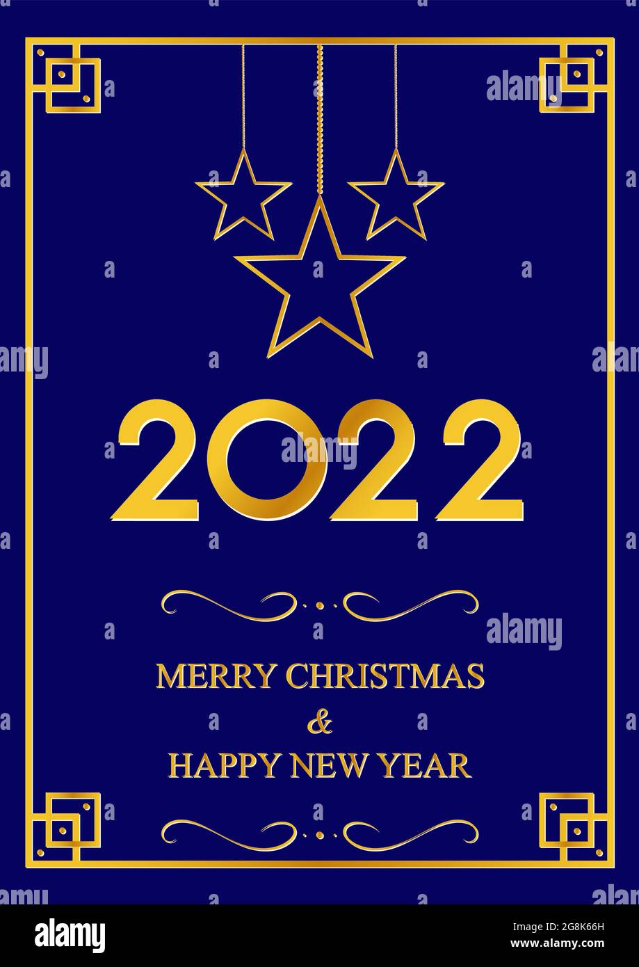 2022. Felice Anno Nuovo. Sfondo con un'iscrizione di congratulazioni per Natale e nuovo anno. Illustrazione vettoriale. Illustrazione Vettoriale