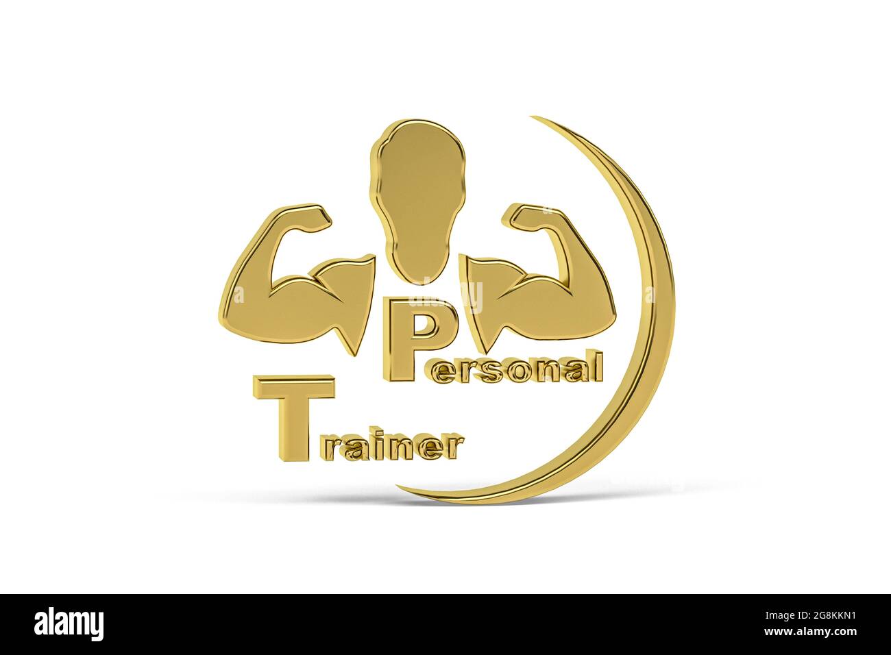 Icona Golden 3d fitness istruttore isolato su sfondo bianco - rendering 3d Foto Stock