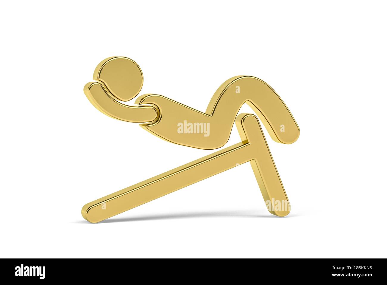 Icona Golden 3d fitness istruttore isolato su sfondo bianco - rendering 3d Foto Stock
